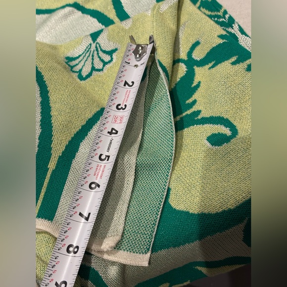 Jacquard Knit Boho Floral Hippie Tunic Dress Oversized Green TikTok Kaftan L-XL - Picture 15 of 16